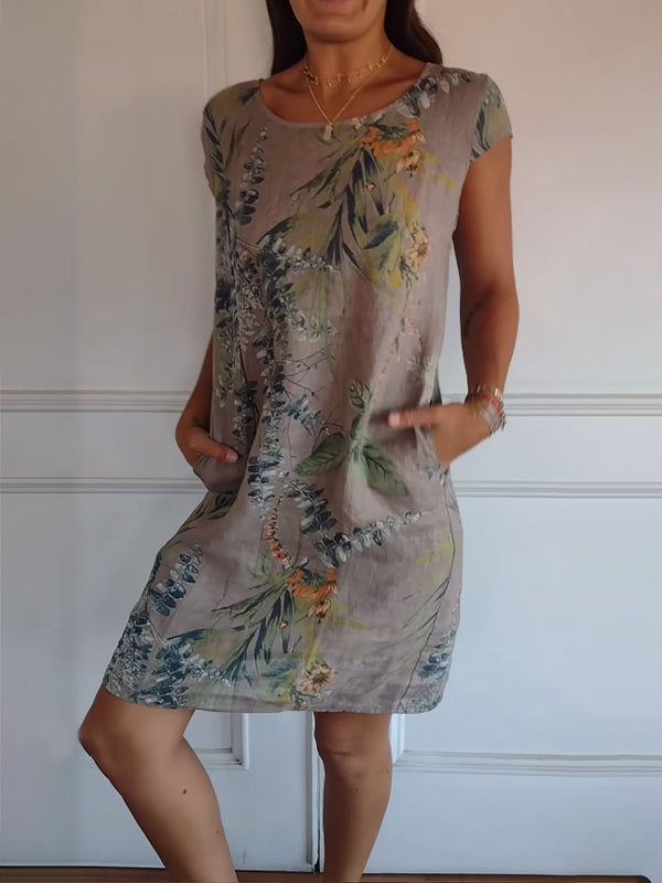 Women’s Relaxed Nature-inspired Summer Dresses with Leaf Print