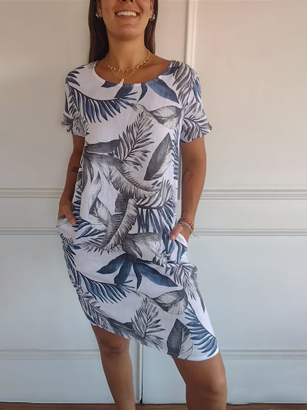 Women’s Relaxed Nature-inspired Summer Dresses with Leaf Print