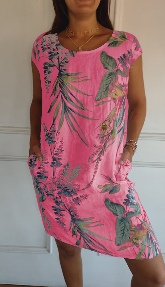 Women’s Relaxed Nature-inspired Summer Dresses with Leaf Print