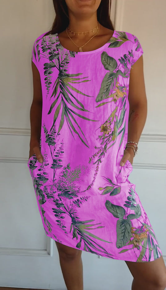 Women’s Relaxed Nature-inspired Summer Dresses with Leaf Print
