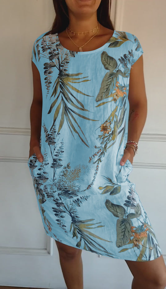 Women’s Relaxed Nature-inspired Summer Dresses with Leaf Print