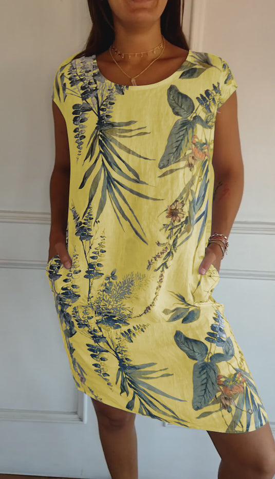 Women’s Relaxed Nature-inspired Summer Dresses with Leaf Print