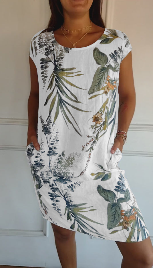 Women’s Relaxed Nature-inspired Summer Dresses with Leaf Print