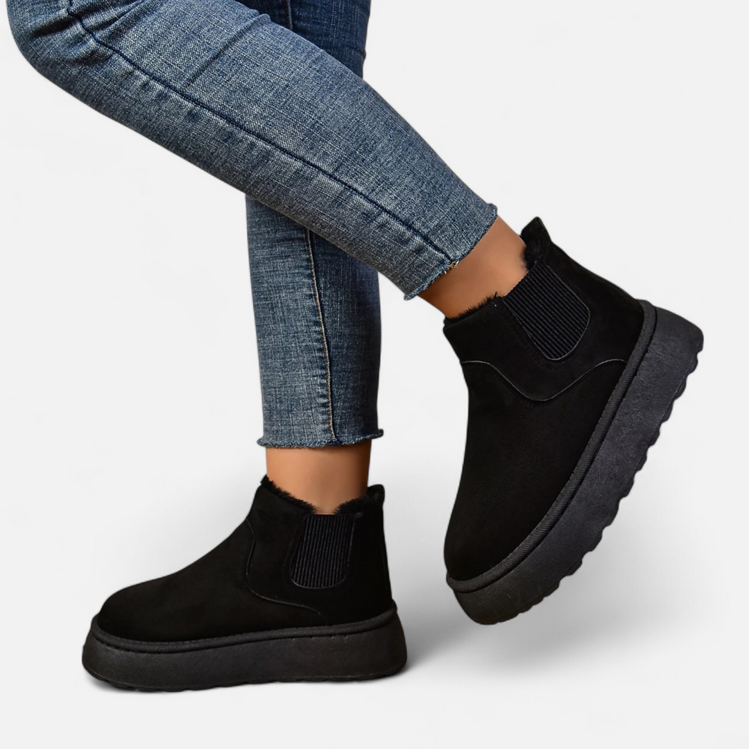 Women’s Timeless Slip-On Warm Plush Platform Ankle Chelsea Boots