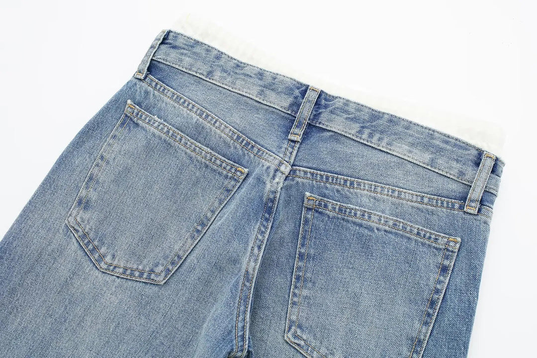 Women's Retro Practical Sleek Mid Waist Straight Leg Jeans