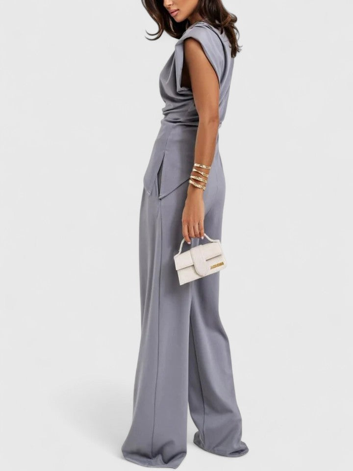 Draped Wide-Leg Occasion Set