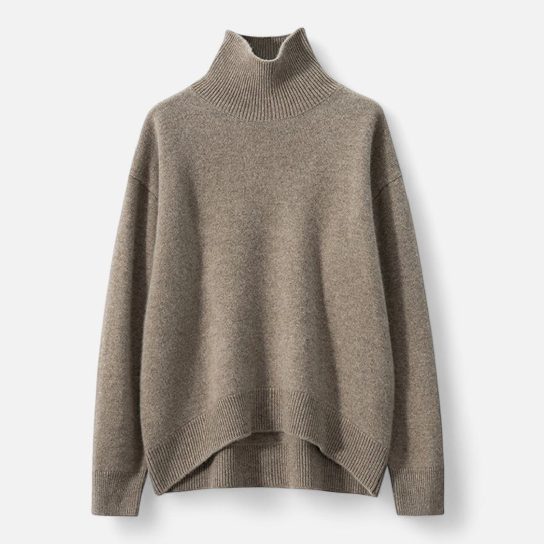 Suéter de cuello alto tejido exquisito y cálido para mujer