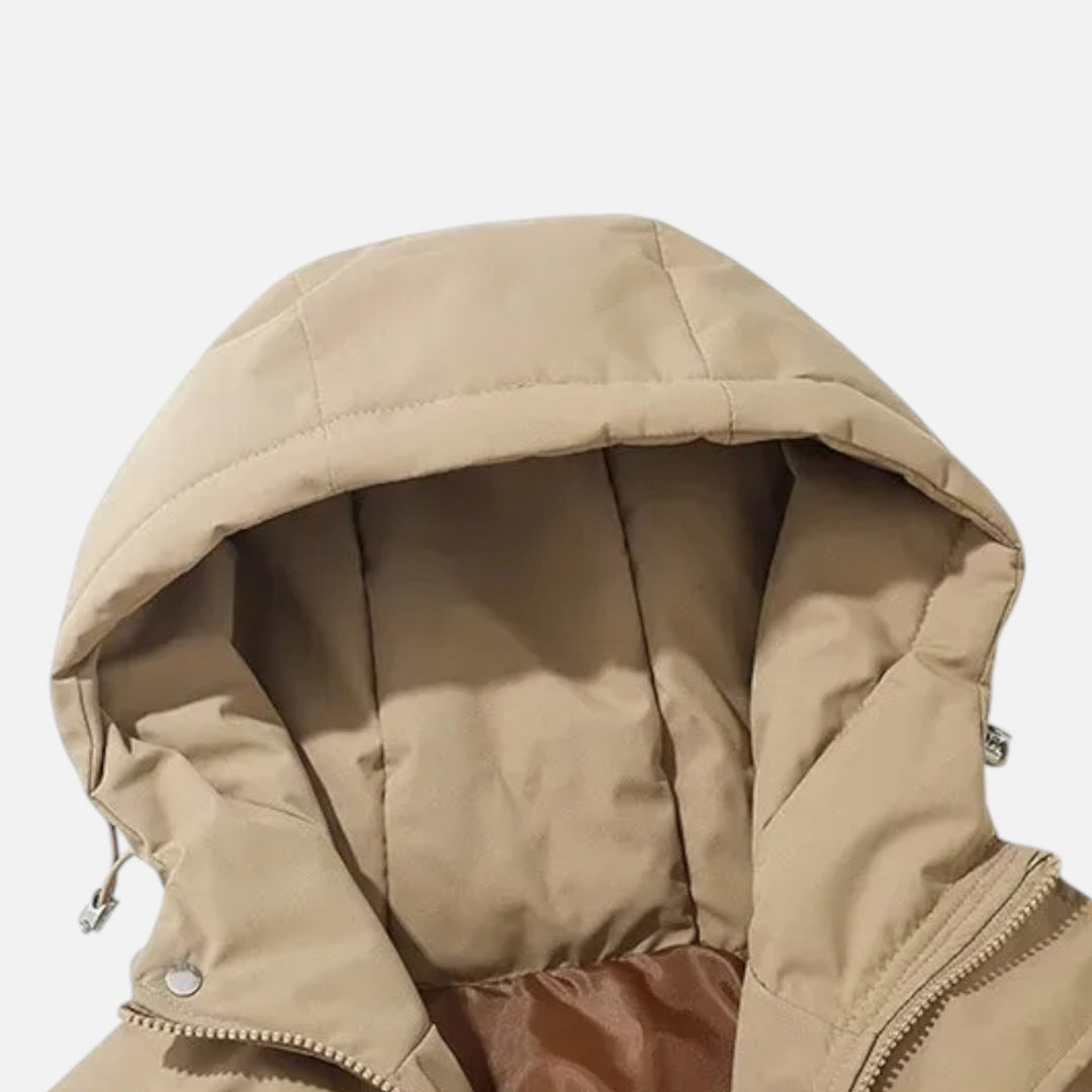 Chaqueta acolchada con capucha versátil para hombre y mujer para meses fríos