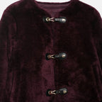 Chaqueta de mujer con botones de palanca y piel sintética