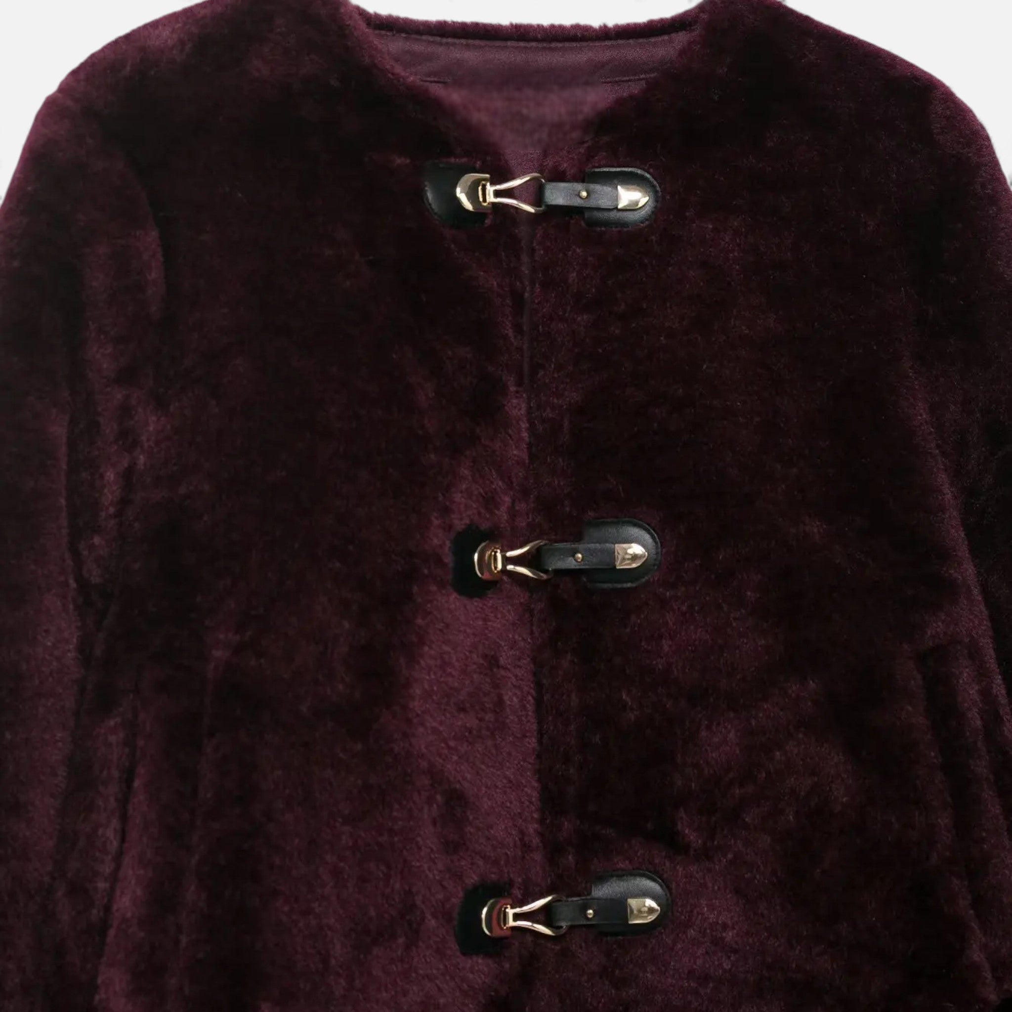 Chaqueta de mujer con botones de palanca y piel sintética