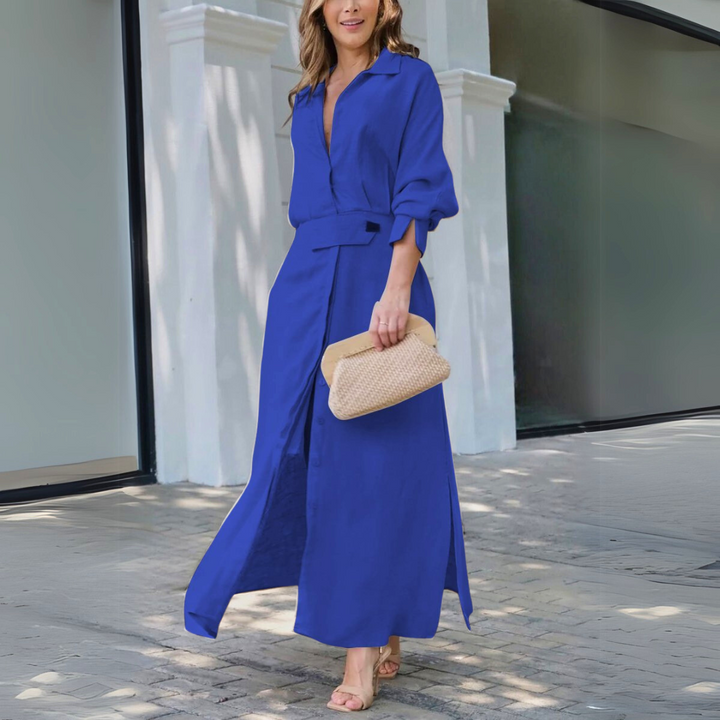 Vestido largo elegante con escote en V