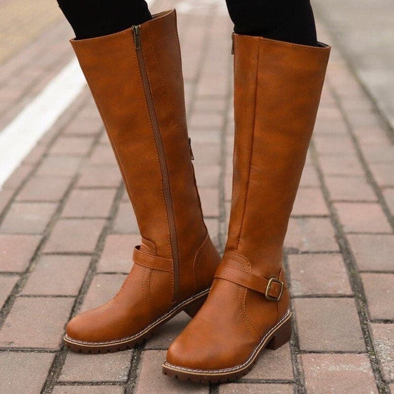 Women's Retro Buckle Practical Knee-High Boots