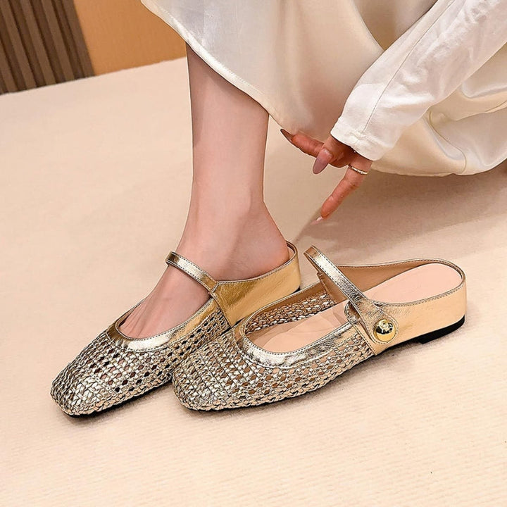 Woven Mary Jane Mule Flats