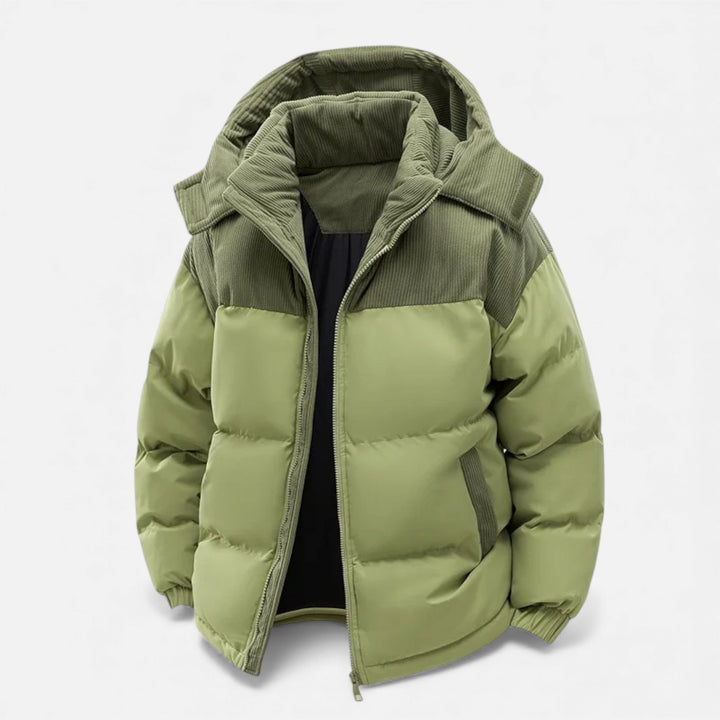 Men’s Stylish Thick Fleece-Lined Winter Jacket with Removable Hood for Cold-Weather