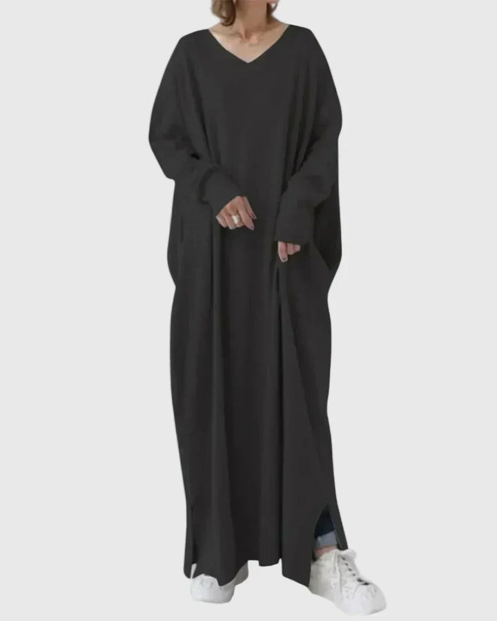 Vestido largo drapeado sofisticado