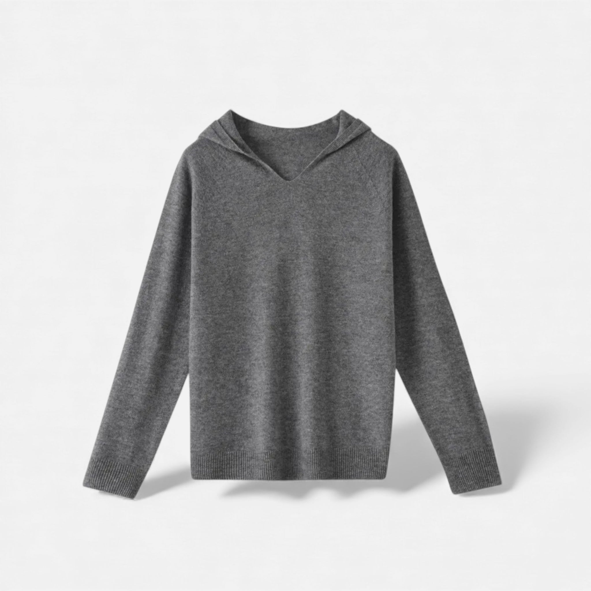 Women's Wool Knitted V-Neck Hoodie