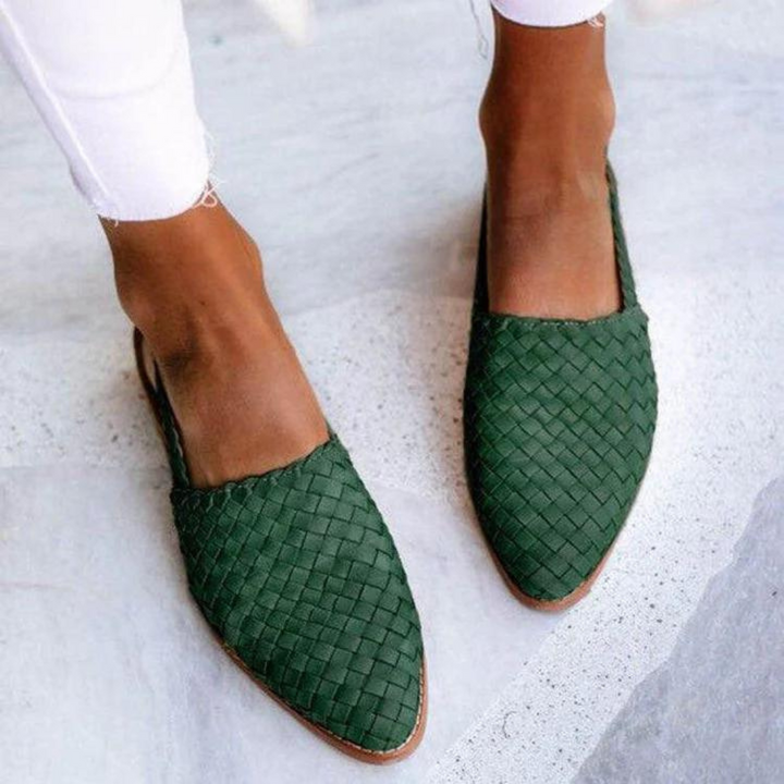 Woven Vegan Leather Ballerinas