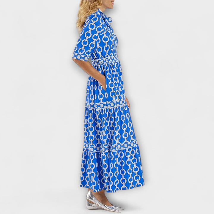 Vestido midi con estampado de cadenas