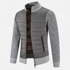 Giacca da uomo in pile con collo alto e motivo patchwork