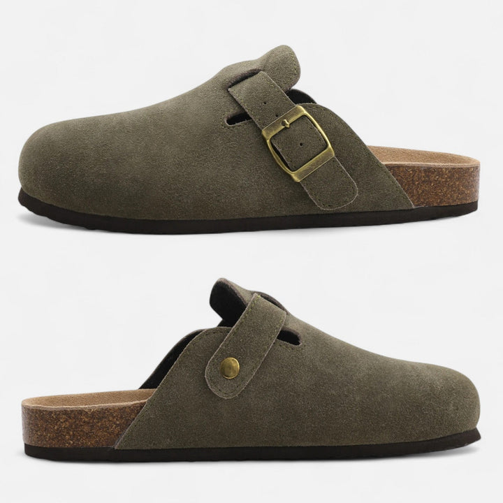 Zuecos de ante para hombre, modernos, para uso en casa, tipo mocasín sin cordones, ropa cómoda para estar en casa