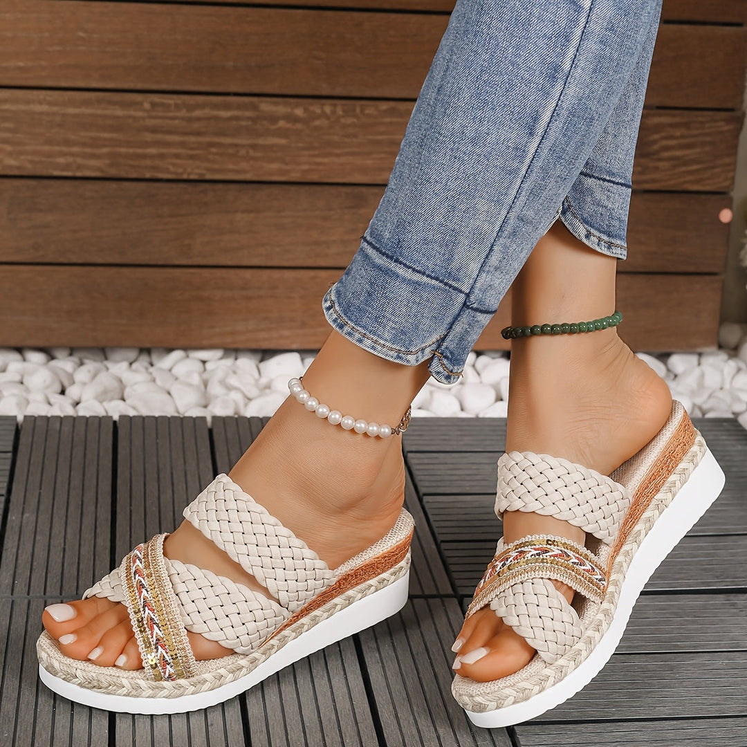Sandalias cómodas tejidas sin cierre