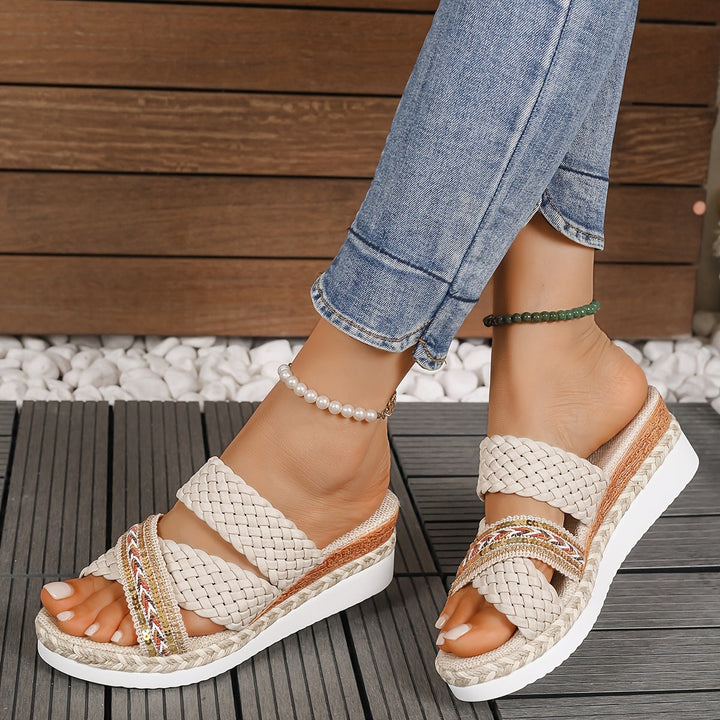 Sandalias cómodas tejidas sin cierre
