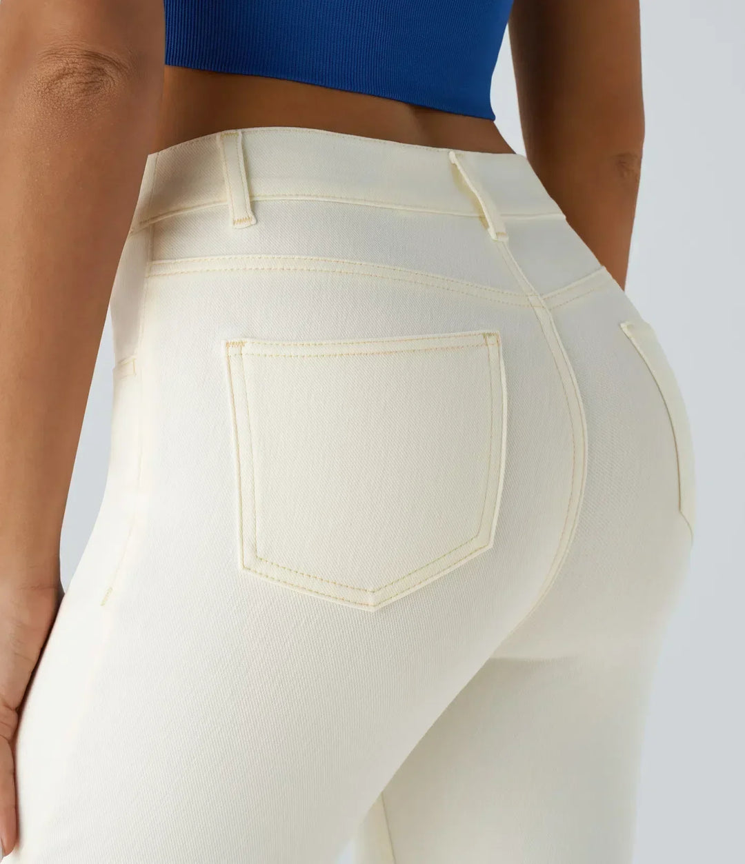Pantalones de tiro alto con elasticidad cómoda
