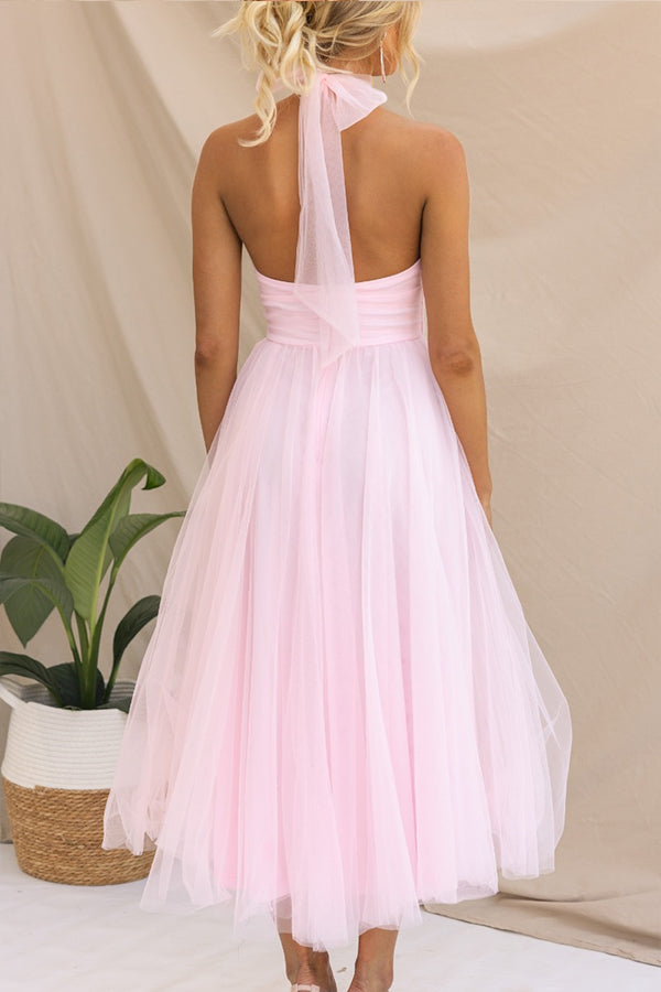 Vestido Maxi de Tul para Ocasiones con Capas Románticas