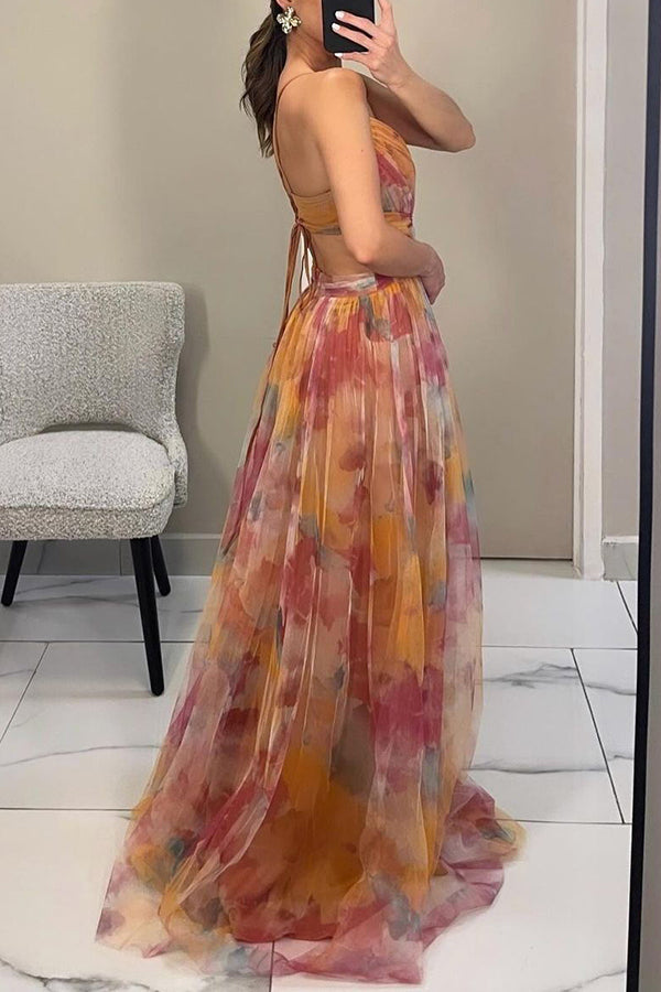 Vestido largo con estampado floral