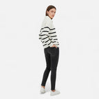 Suéter polo de rayas para mujer – Herencia otoñal refinada