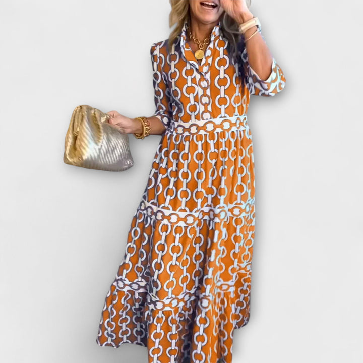 Vestido midi con estampado de cadenas
