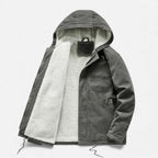 Cappotto in pile di agnello con cappuccio da uomo per l'inverno