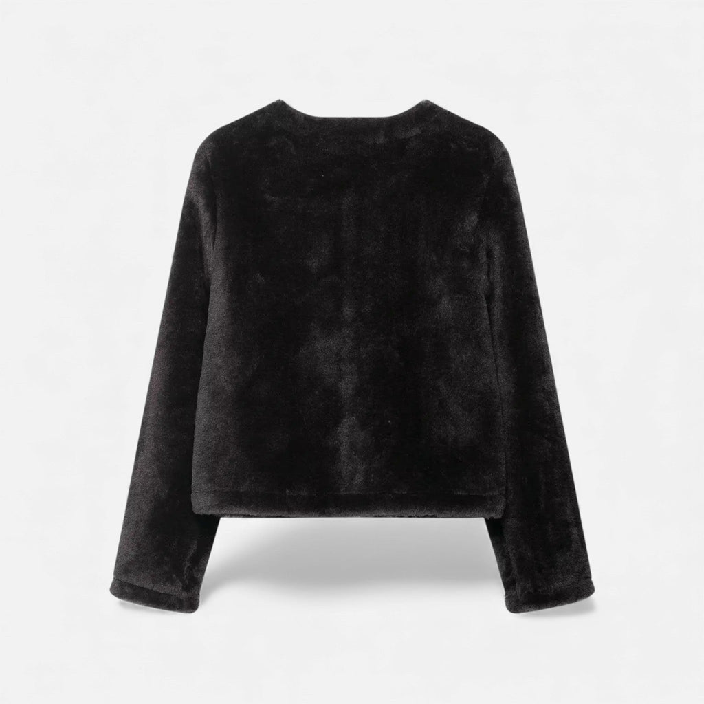 Chaqueta de mujer con botones de palanca y piel sintética