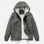 Cappotto in pile di agnello con cappuccio da uomo per l'inverno