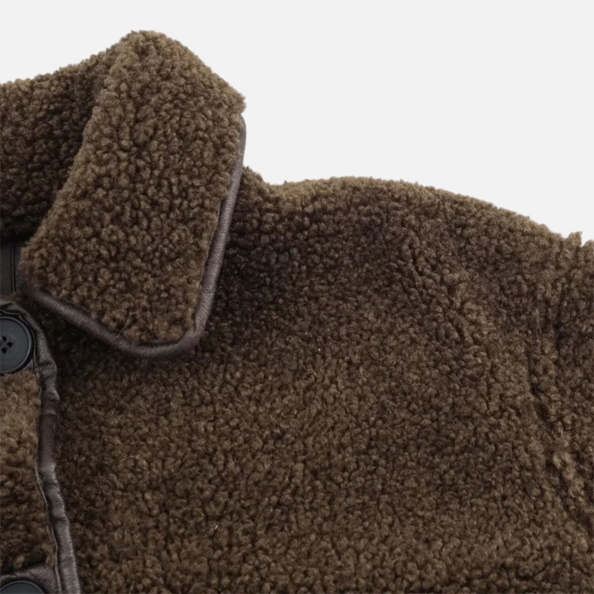 Giacca Teddy Marrone Reversibile da Donna con Colletto Risvoltato