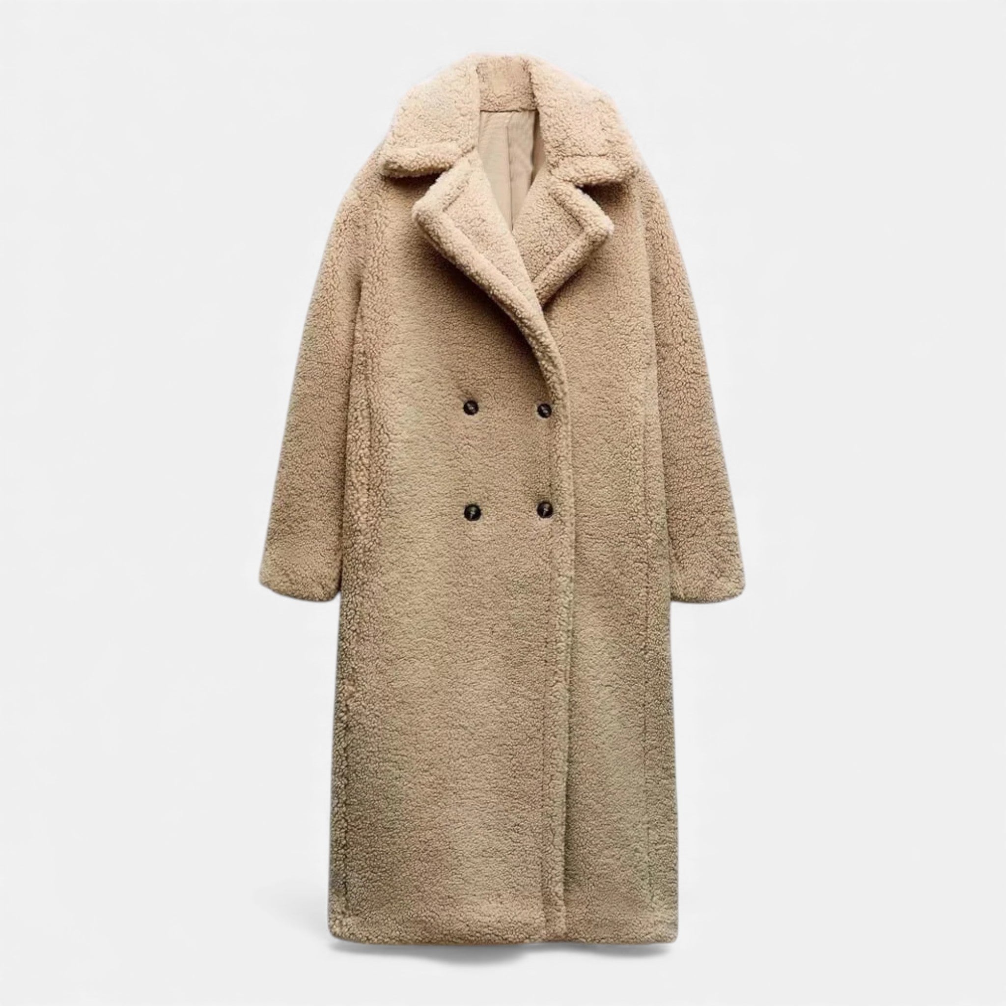 Cappotto Teddy lungo doppiopetto da donna