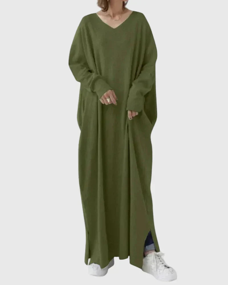 Vestido largo drapeado sofisticado