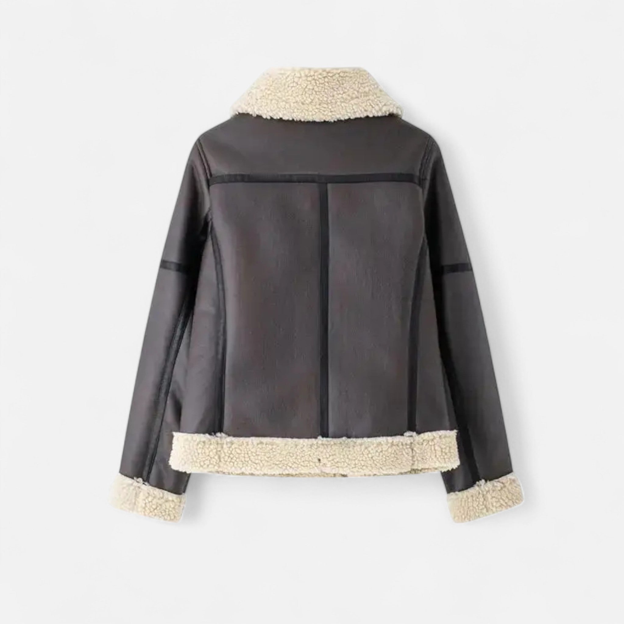 Giacca da donna autunnale in pelle con cintura