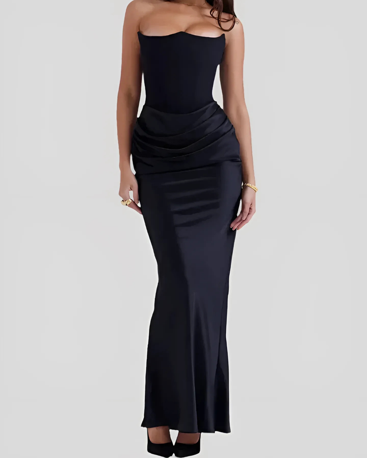 Women's Evening Gown Draped Maxi Wedding Guest Dress