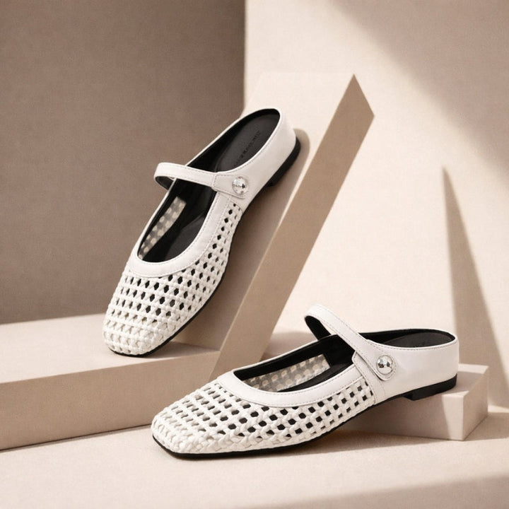 Woven Mary Jane Mule Flats