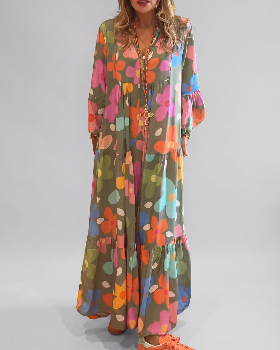 Vestido maxi floral para mujer con ajuste relajado