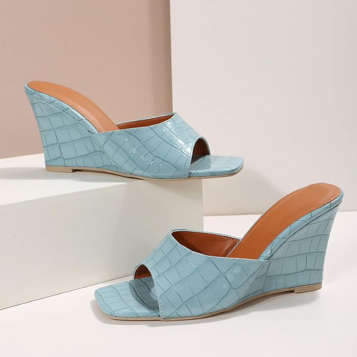 Zapatos con cuña y cojín de cuero