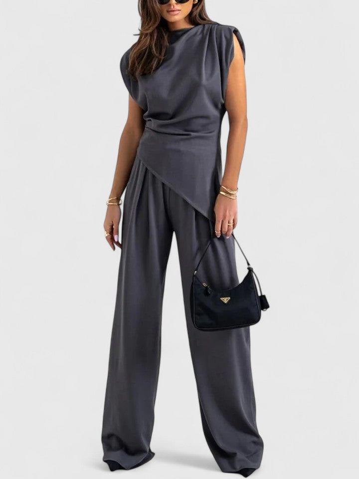 Draped Wide-Leg Occasion Set