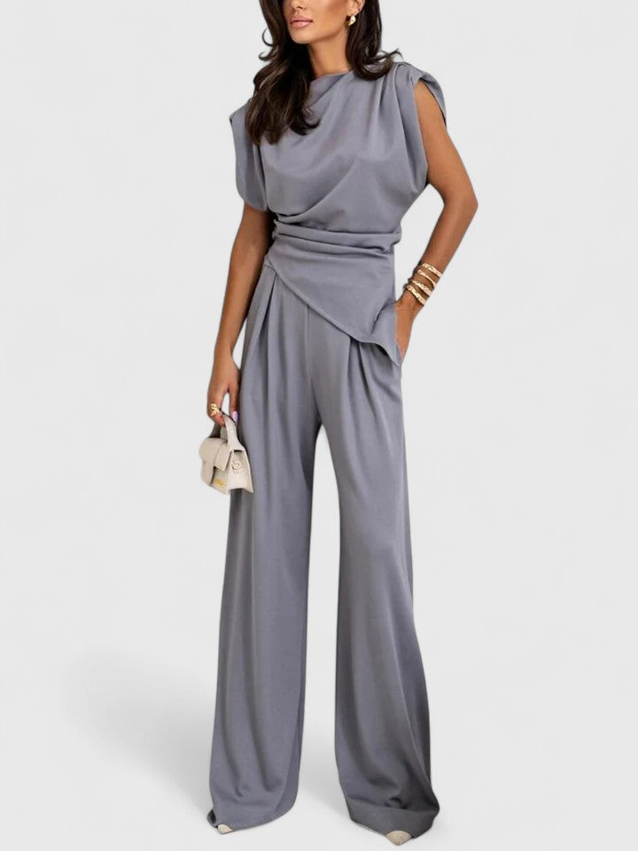 Draped Wide-Leg Occasion Set