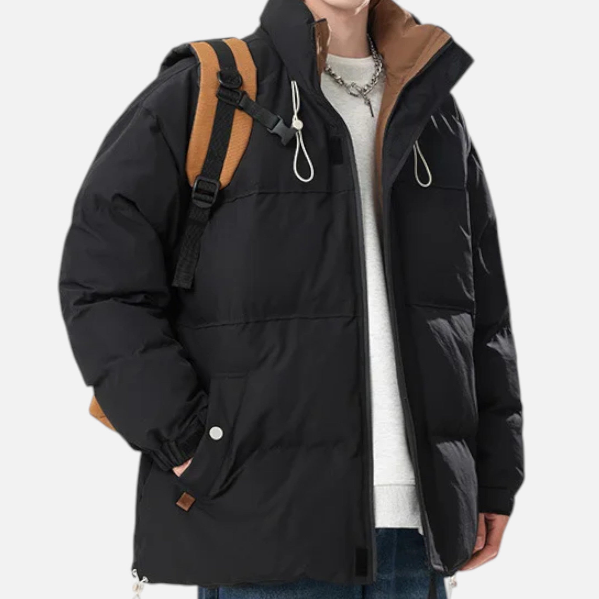 Giacca oversize antivento da uomo con collo alto
