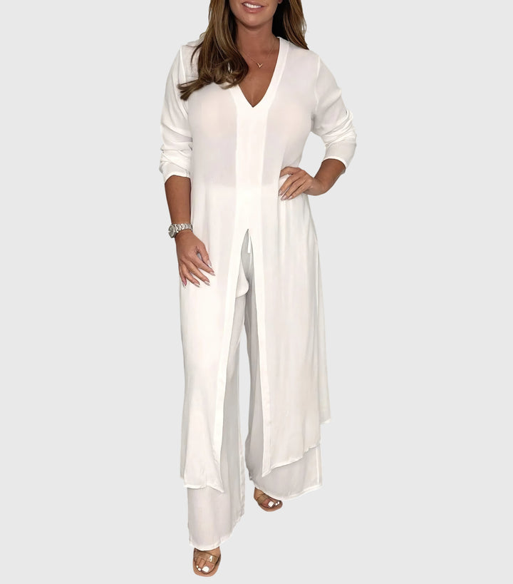 Duster Cardigan Wide-Leg Pants Set