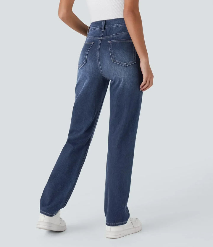 Pantalones de tiro alto con elasticidad cómoda