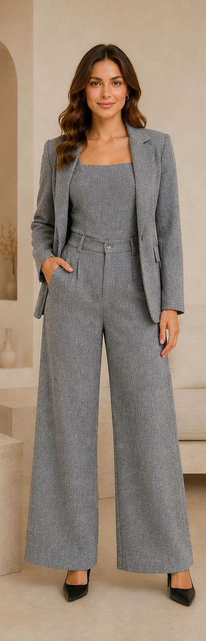 Herringbone Three-Piece Suit Set