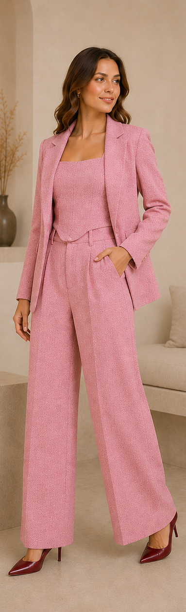 Herringbone Three-Piece Suit Set