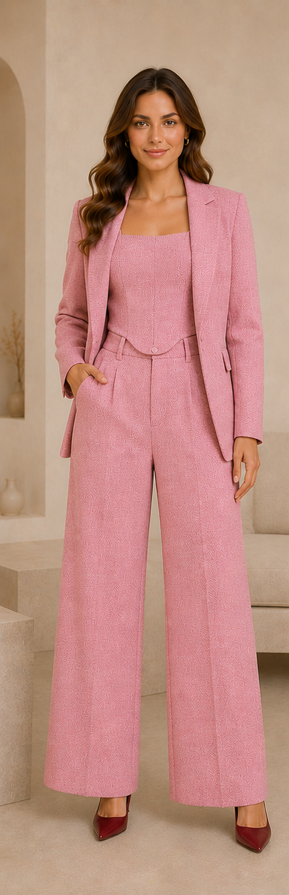 Herringbone Three-Piece Suit Set